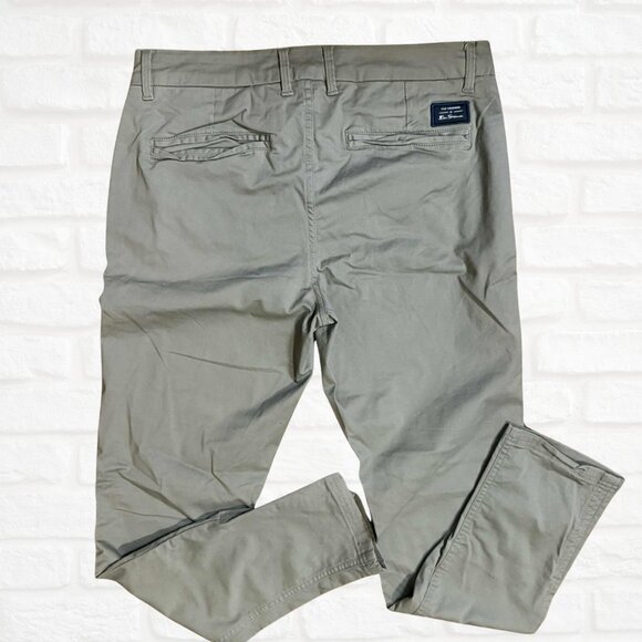 Ben Sherman Signature Slim Fit Stretch Chino Pants 32x32 Olive Green Cotton - Picture 6 of 7